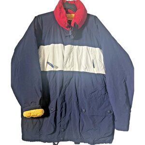 Nautica Jacket Mens XL Navy Red White Yellow Down Parka Colorblock‎ Coat Sailing